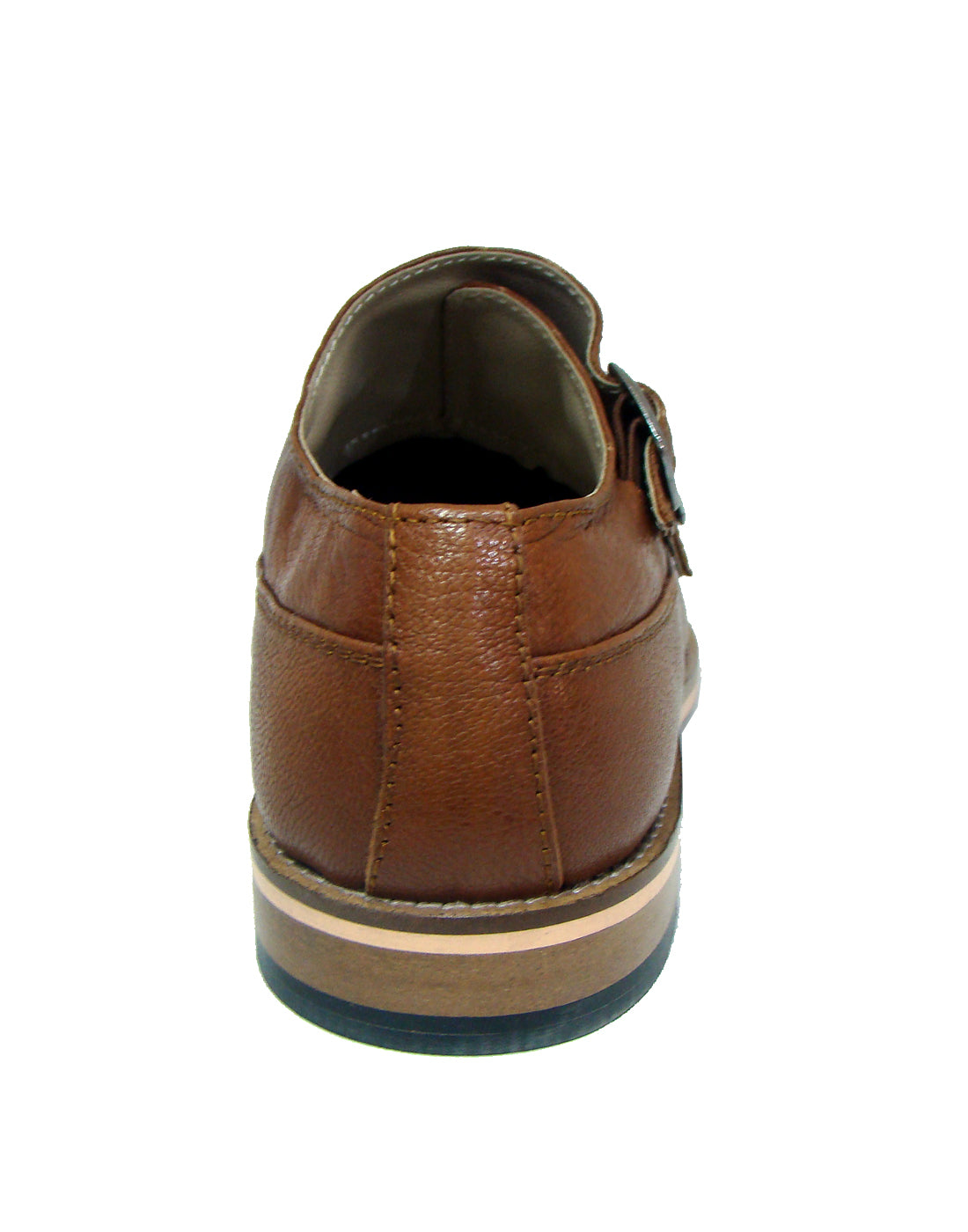 Monk Strap Shoes : Tan leather Monk Strap Oxford Shoes for men with Memory foam footpad. Article : HU113-Tan