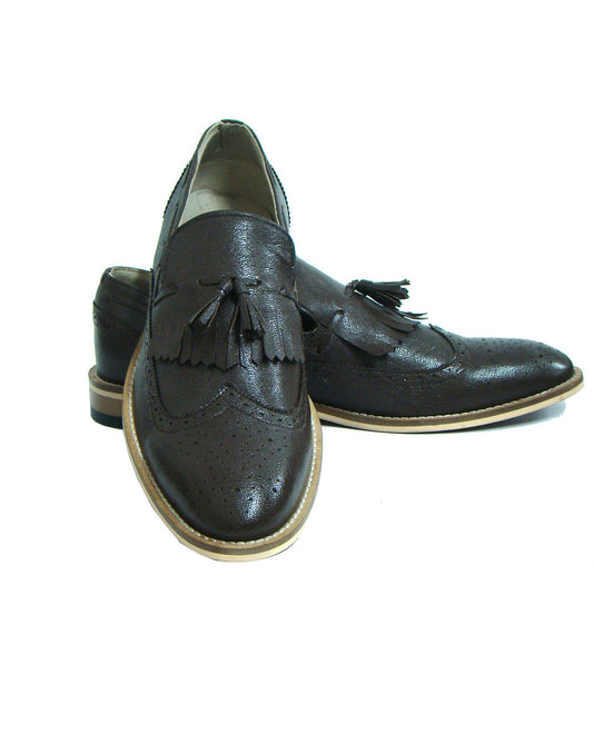 Penny loafers : Brown leather Penny loafer with Tassel & Memory foam footpad. Article : HU106-Brown
