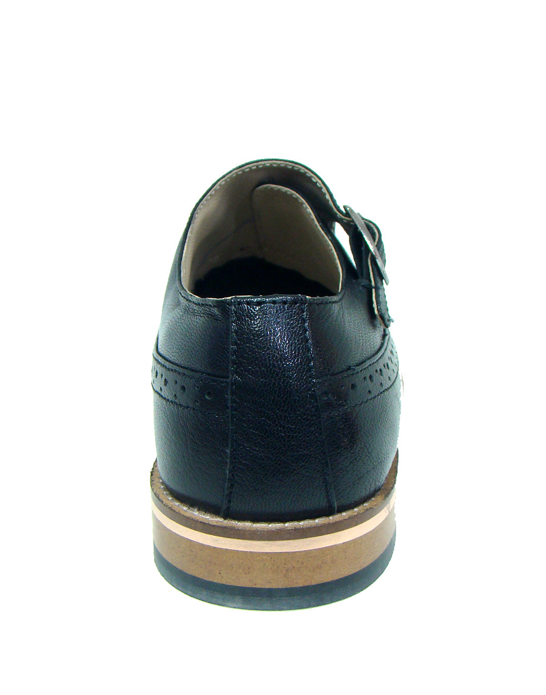 Monk Strap Shoes : Black leather Monk Strap Oxford Shoes for men with Memory foam footpad. Article : HU112-Black