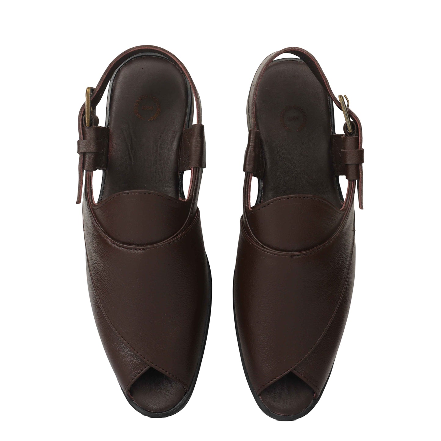 Peshawari : Brown leather handmade Peshawari with Memory foam footpad. Article : P02_BrownTP