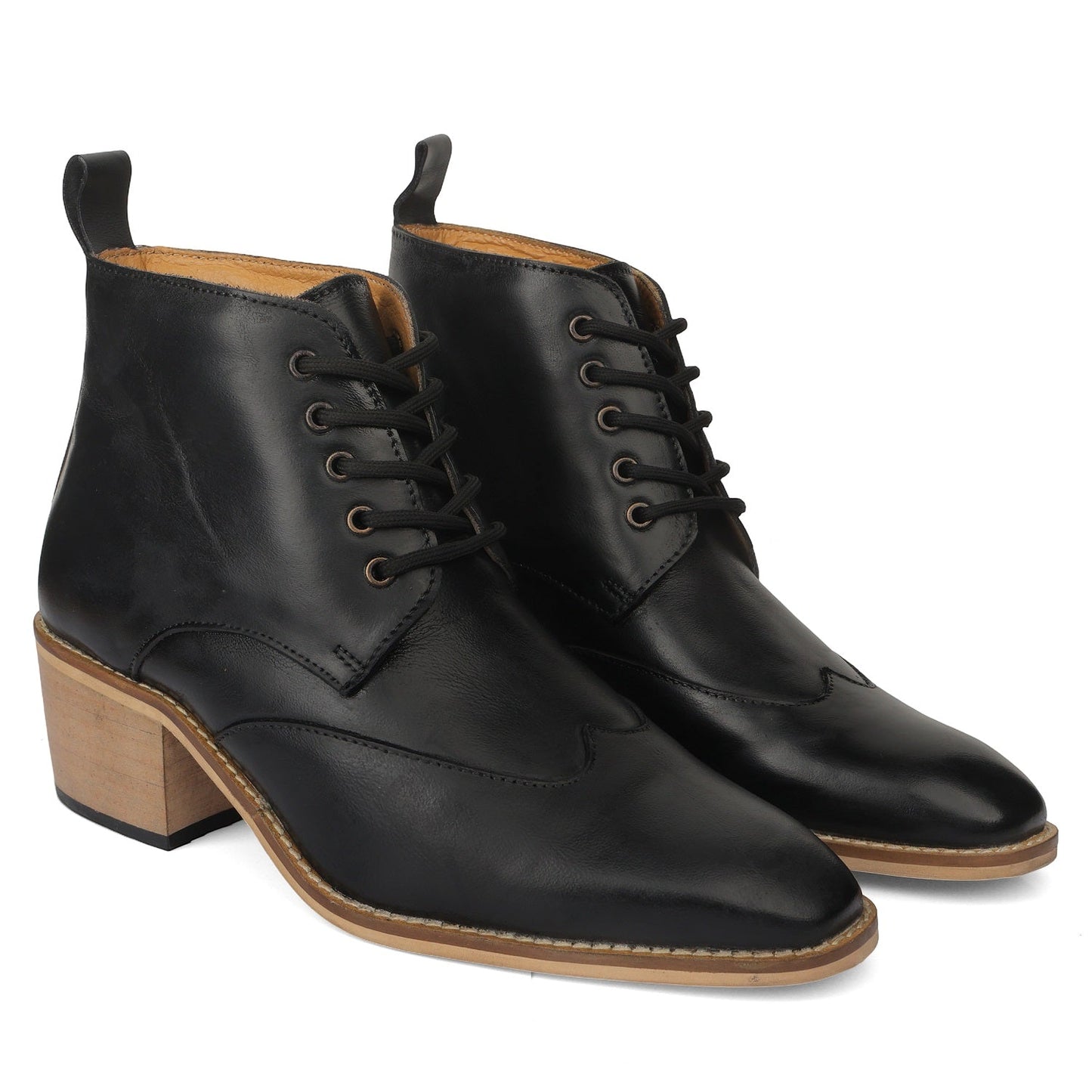 Elevator Shoes : 3.5″Inches Hidden Height Increasing Boots with Cuban Heels.
