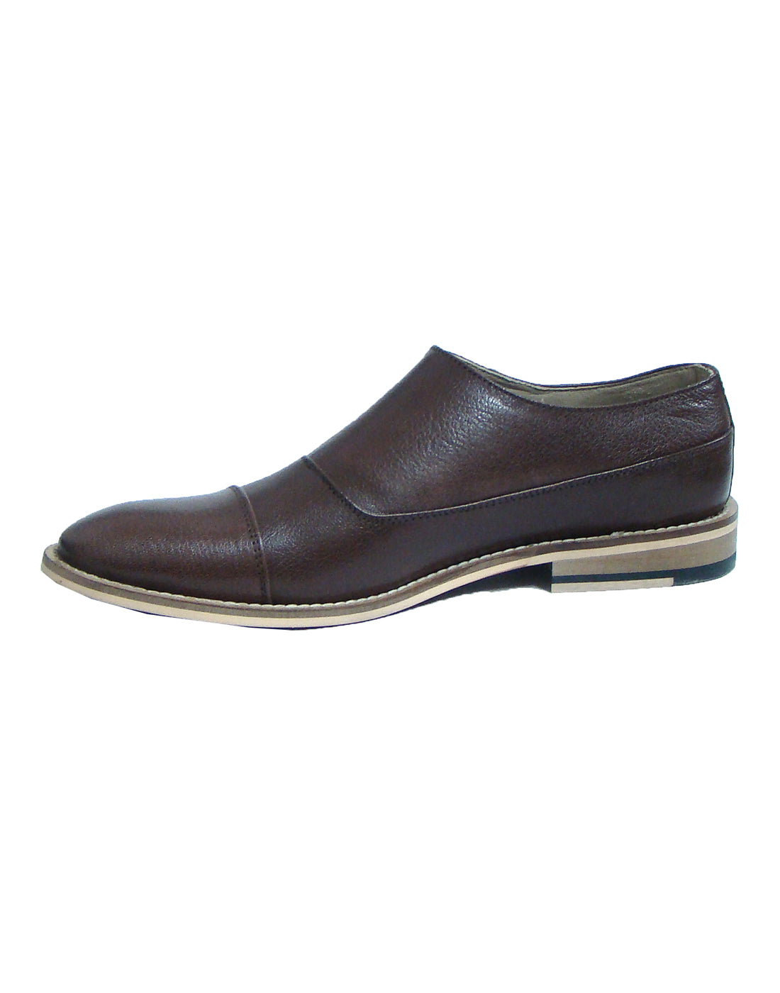 Monk Strap Shoes : Brown leather Monk Strap Oxford Shoes for men with Memory foam footpad. Article : HU113-Brown
