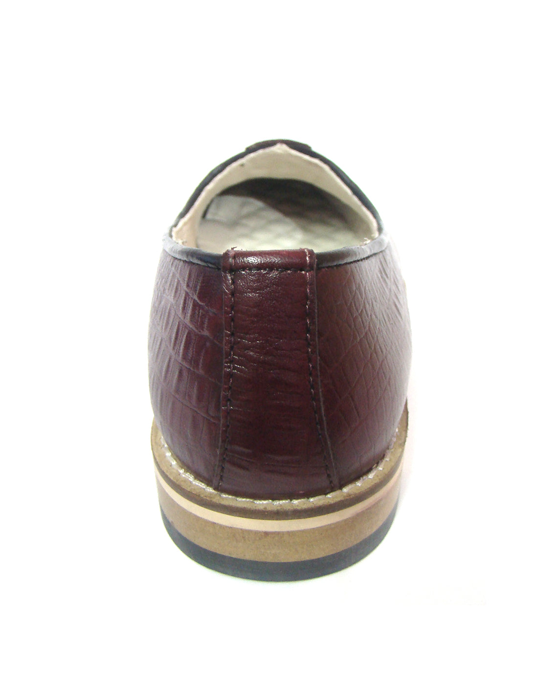 Nagras : Wine Croco Embossed leather handmade Nagras with Memory foam footpad. Article : N113