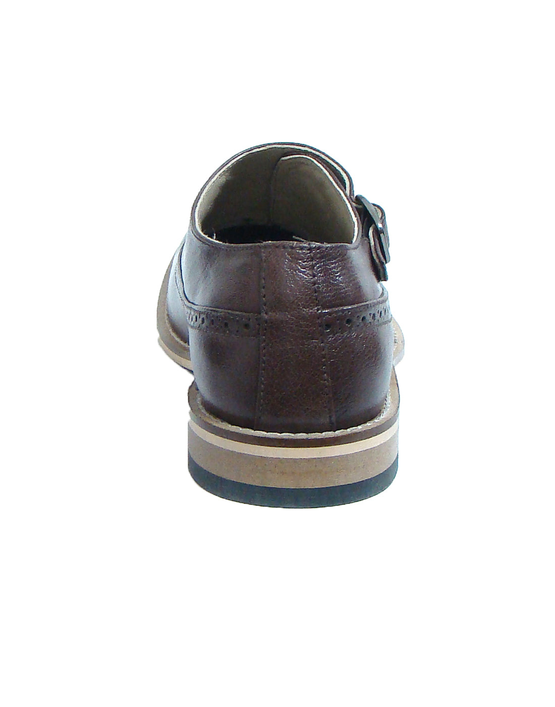 Monk Strap Shoes : Brown leather Monk Strap Oxford Shoes for men with Memory foam footpad. Article : HU112-Brown