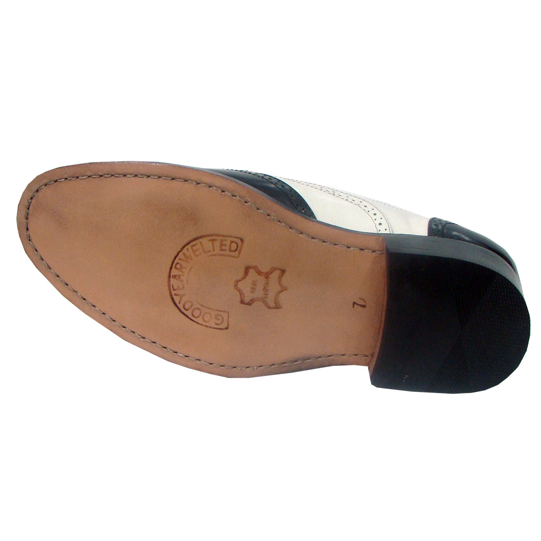 Goodyear Welted Brogue Shoes : Black & White leather with Memory foam footpad.