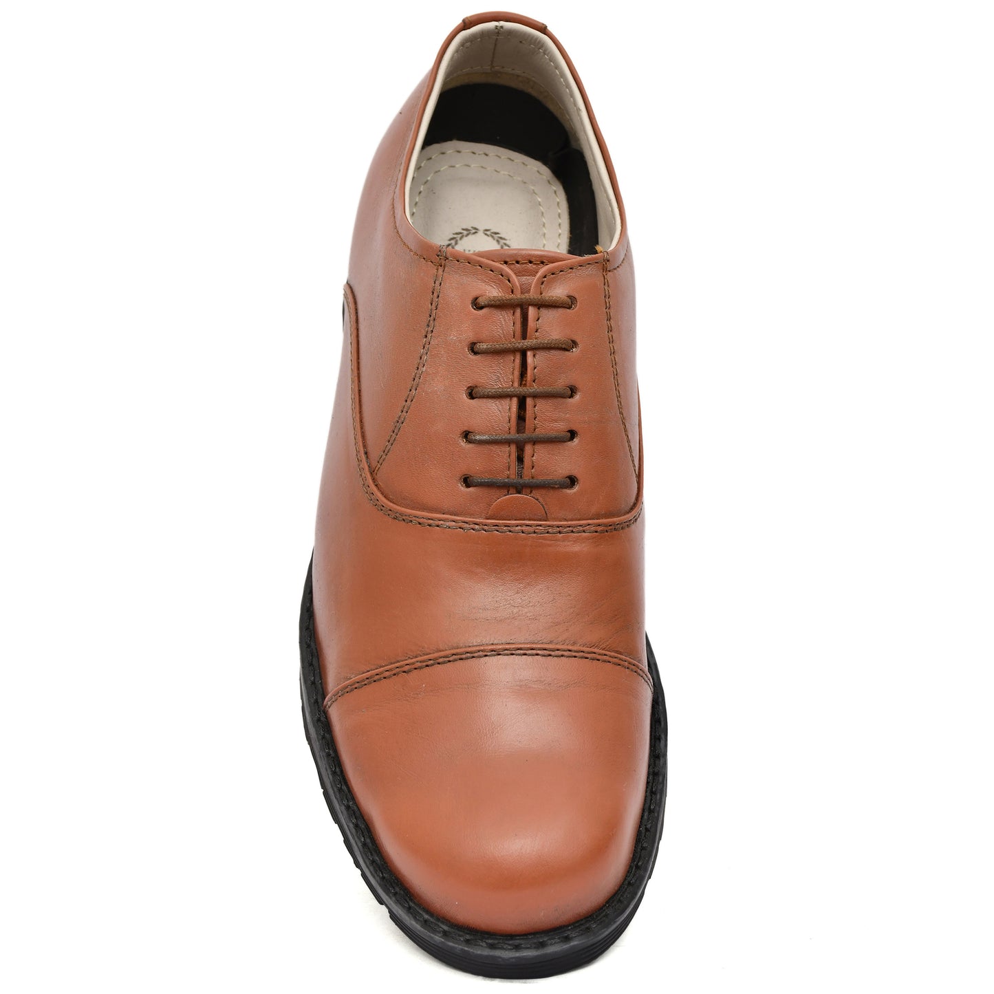 Safety Shoes : Industrial Safety Oxford Police Tan leather Shoes with Steel Toe & Memory foam footpad. Article : S110-PoliceTan