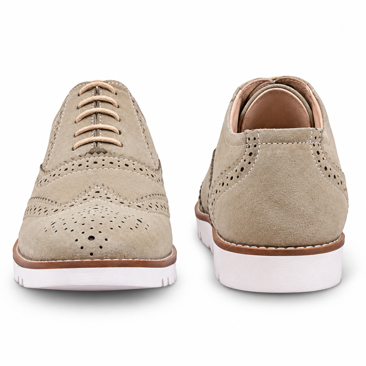 Beige Suede leather Sneakers with Memory foam footpad by ASM.