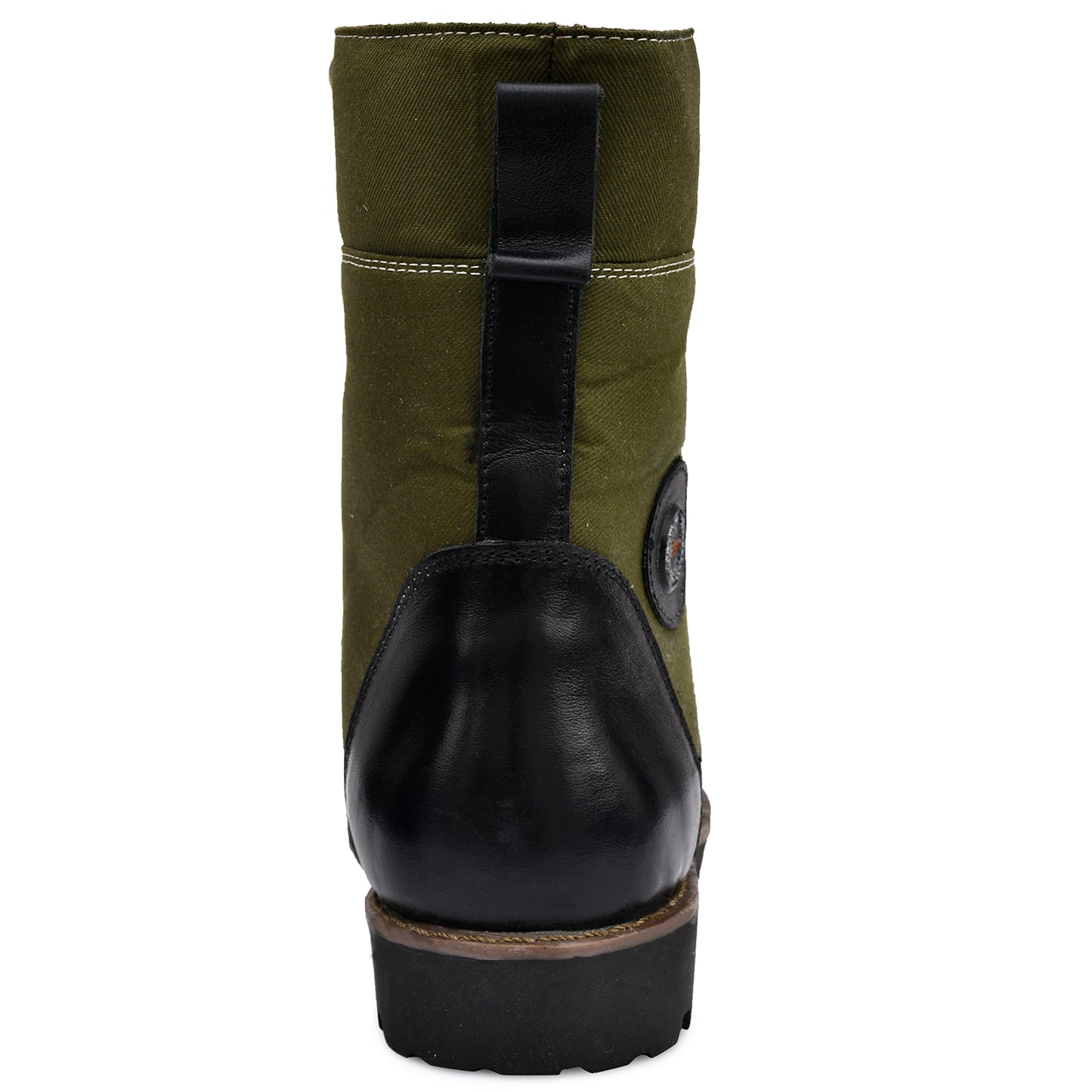 Biker Boots : Green & Black leather Rider boots for bikers with Memory foam footpad.