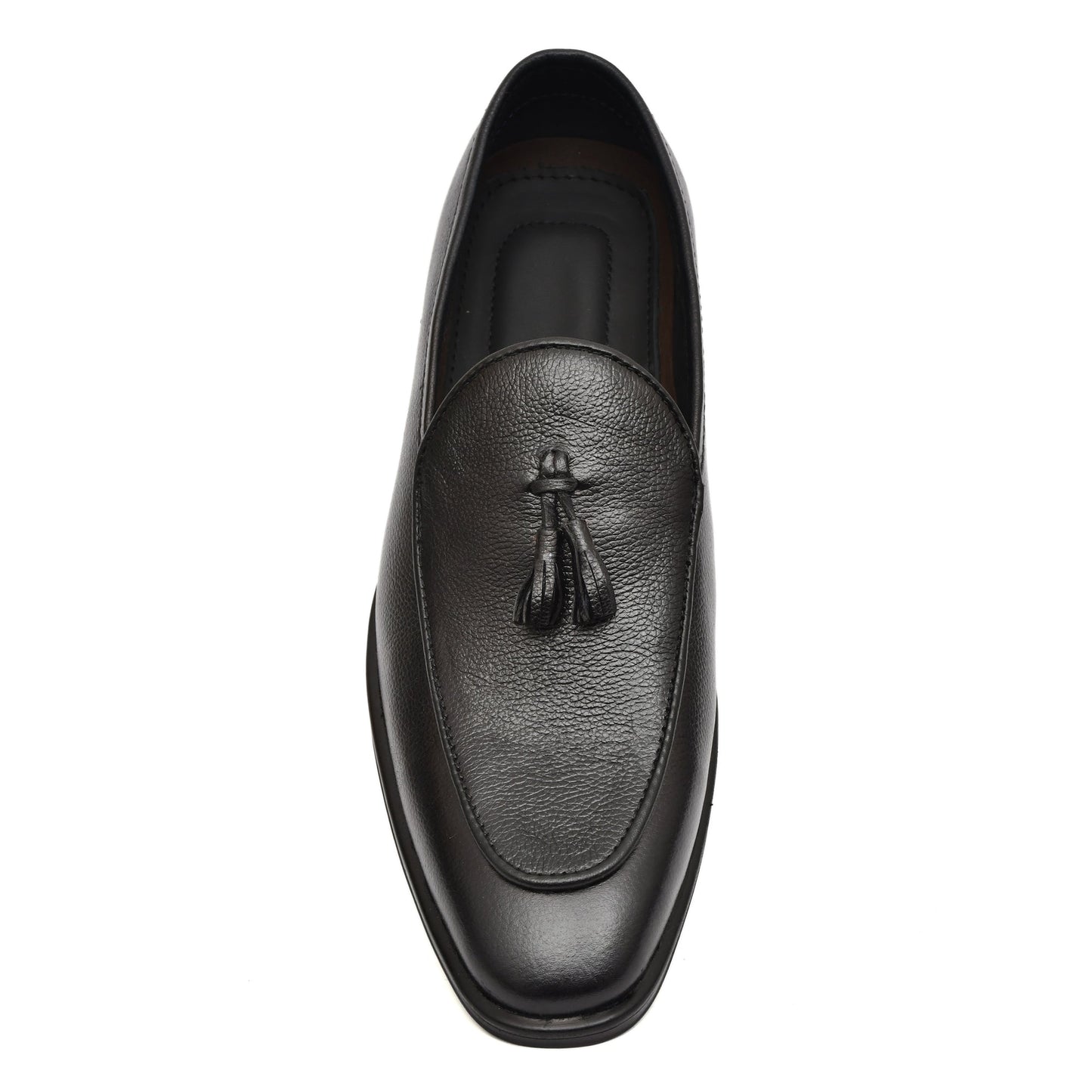 Penny loafers : Black leather Penny loafer with Tassel & Memory foam footpad. Article : Al108T-Black