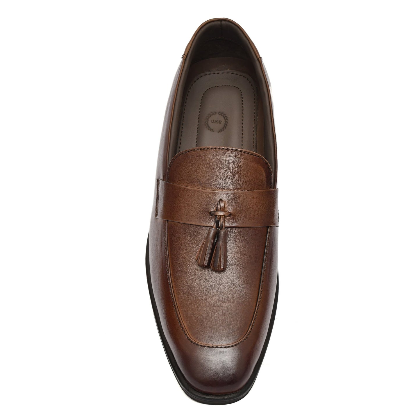Penny loafers : Brown leather Penny loafer with Tassel & Memory foam footpad. Article : Al107T-Brown