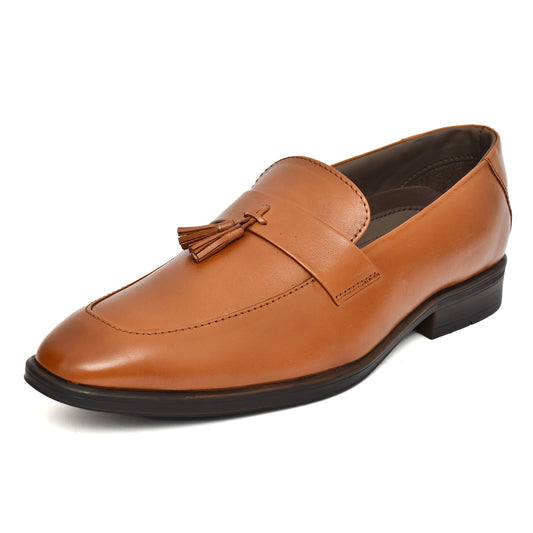 Penny loafers : Tan leather Penny loafer with Tassel & Memory foam footpad. Article : Al107T-Tan