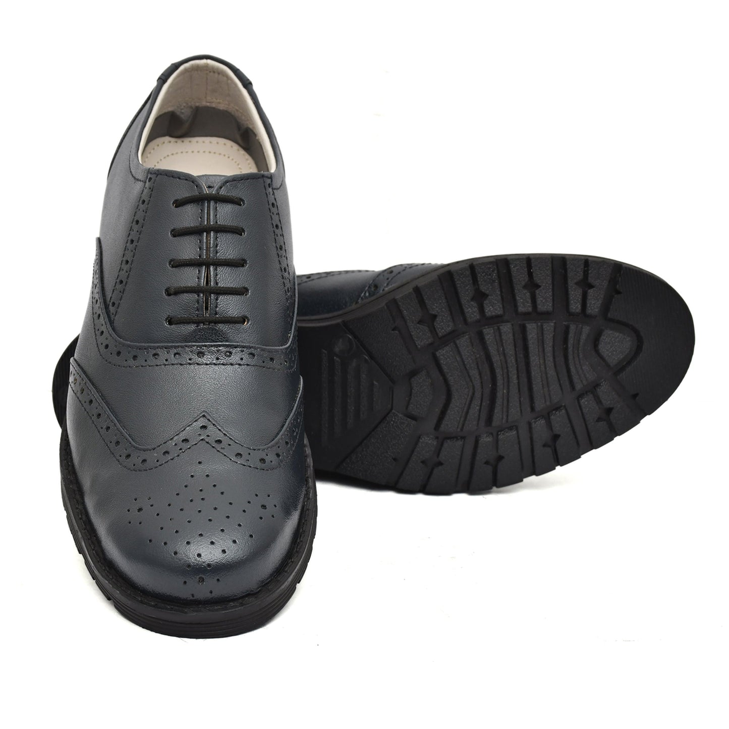 Safety Shoes : Industrial Safety Blue leather Brogue Shoes with Steel Toe & Memory foam footpad. Article : S101Blue