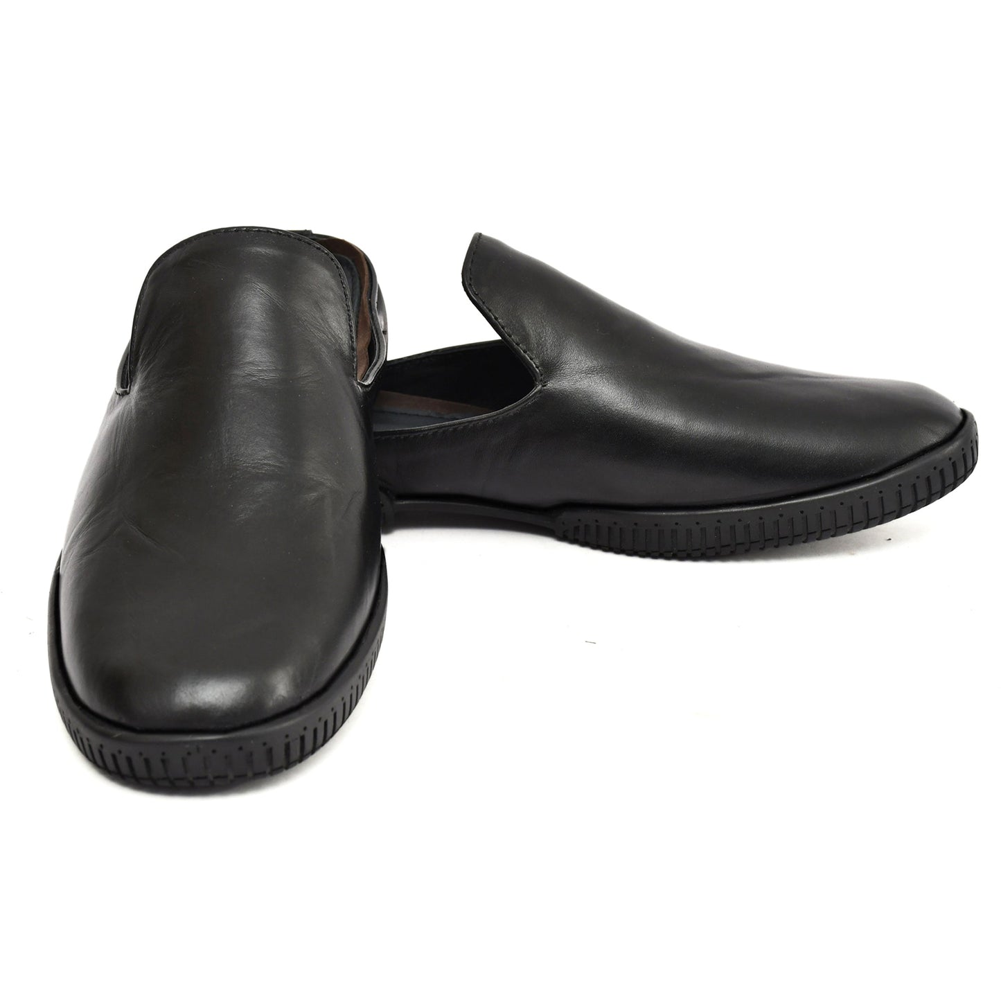 Mules : Black leather Mules with Memory foam footpad. Article : Flexi02-Black