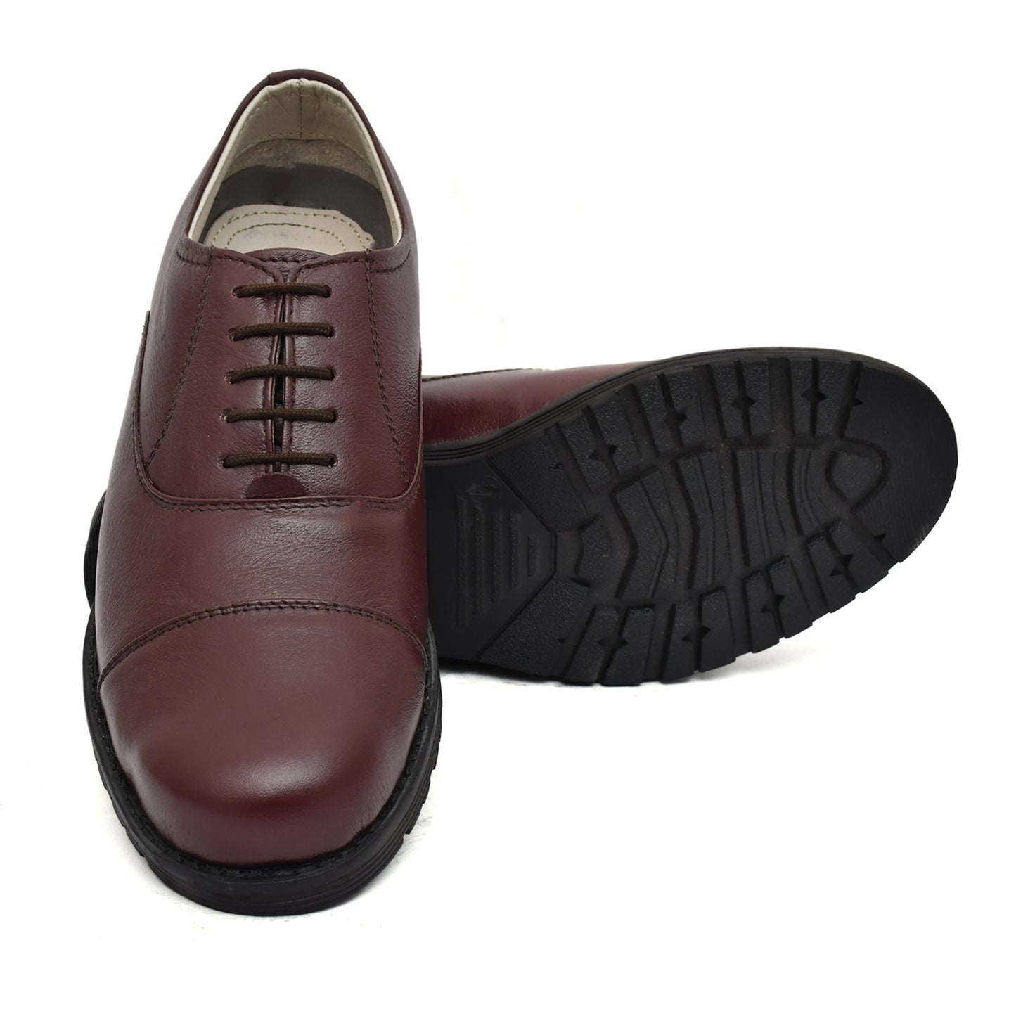 Safety Shoes : Industrial Safety Oxford Wine leather Shoes with Steel Toe & Memory foam footpad. Article : S110-Wine