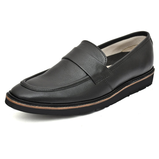 Penny loafers : Black leather Penny loafer Memory foam footpad. Article : 107PE-Black