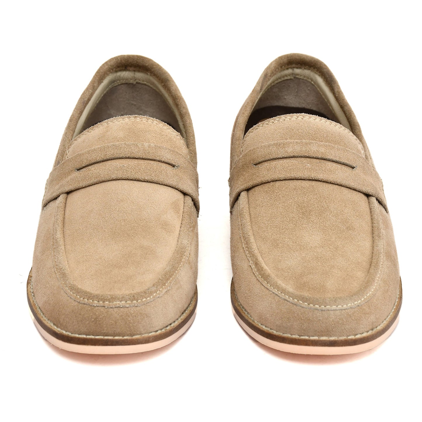 Moccasins : Light Brown Suede leather handmade Moccasins with Memory foam footpad. Article : HU003-LBrown