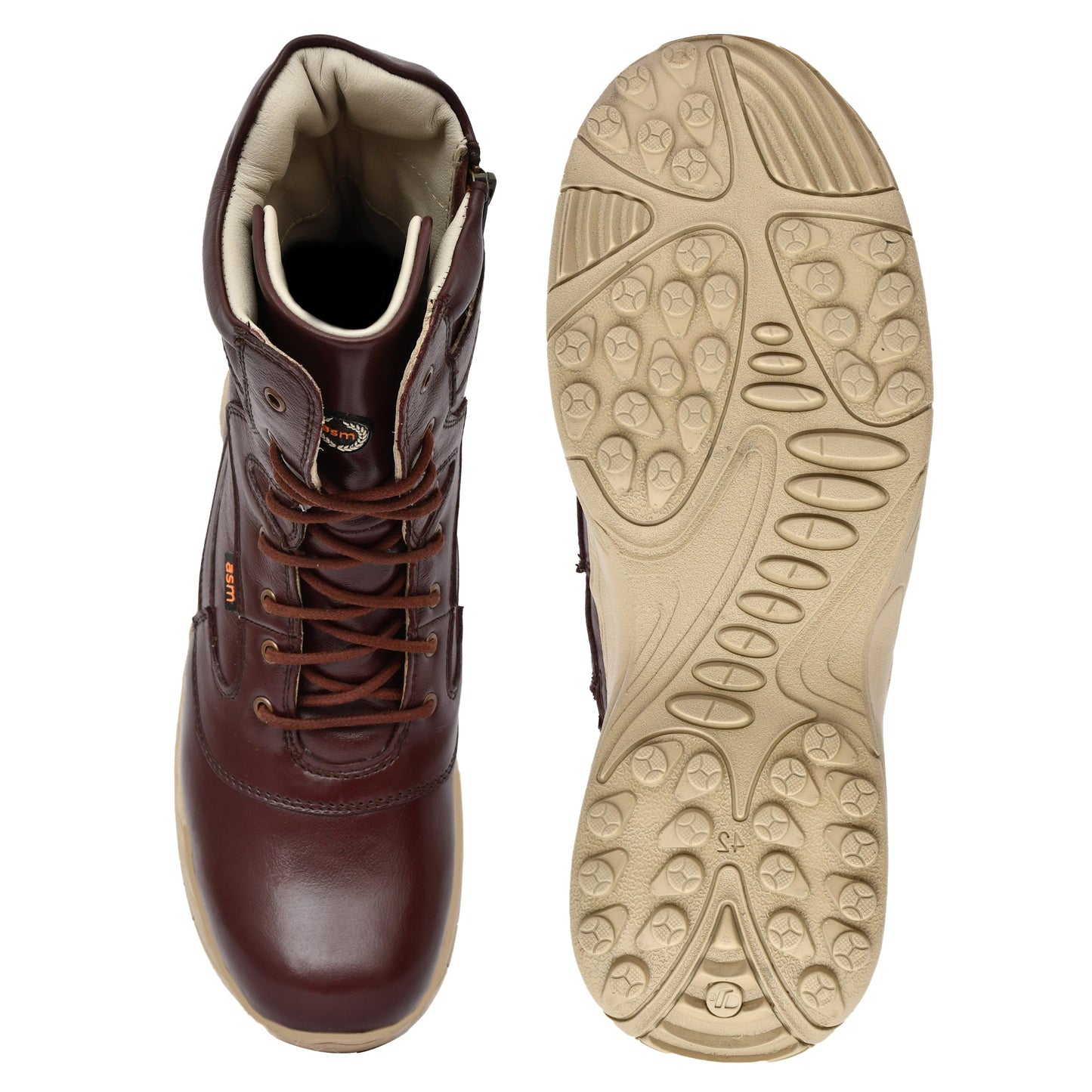Biker Boots : Cherry leather Rider boots for bikers with side chain & Memory foam footpad.