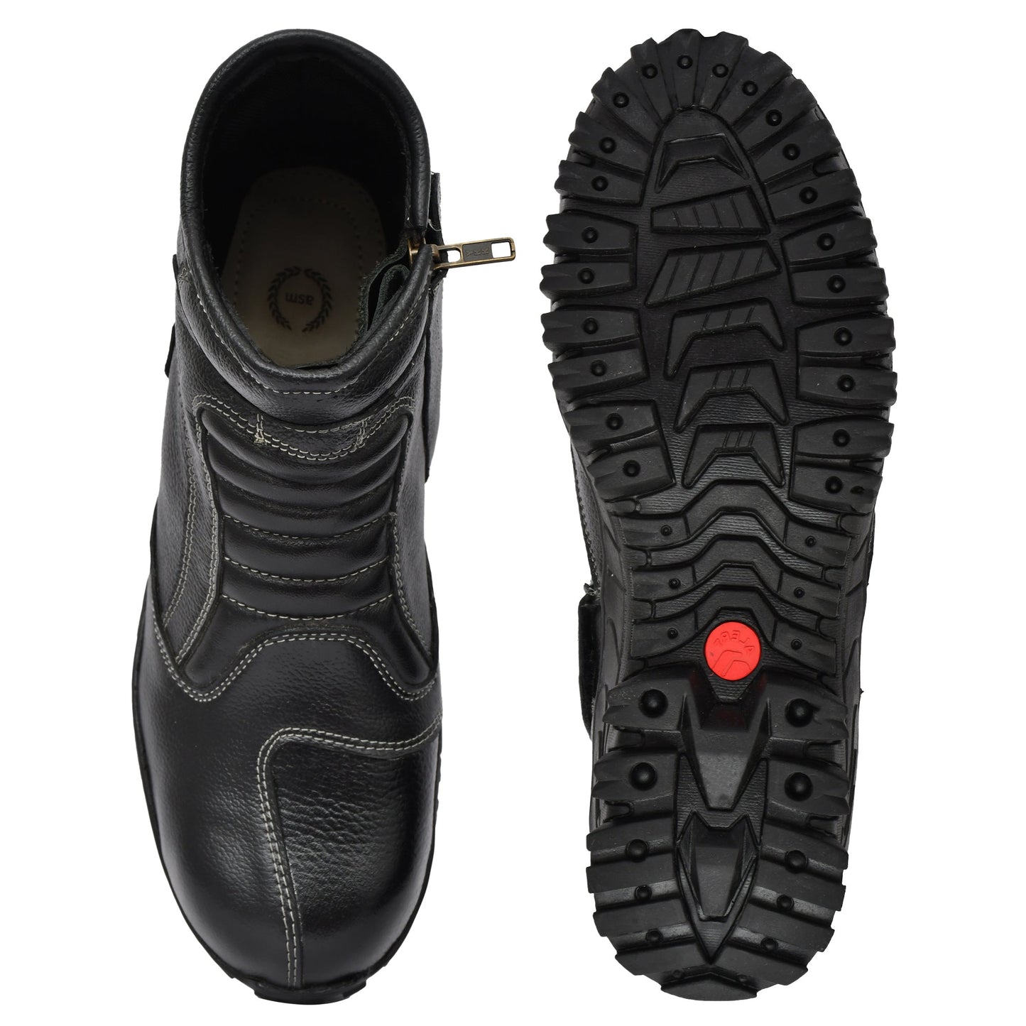 Biker Boots : Black leather Rider boots for bikers with Steel toe.
