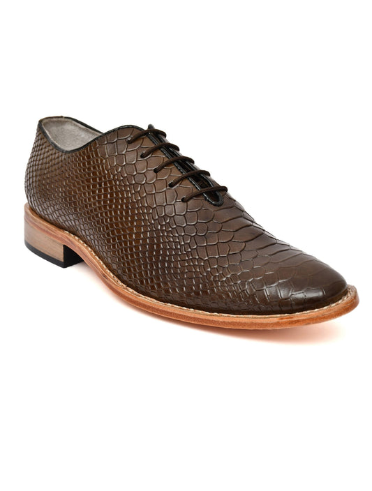 Goodyear Welted Derby Shoes : Green Cobra Embossed leather with Memory foam footpad.