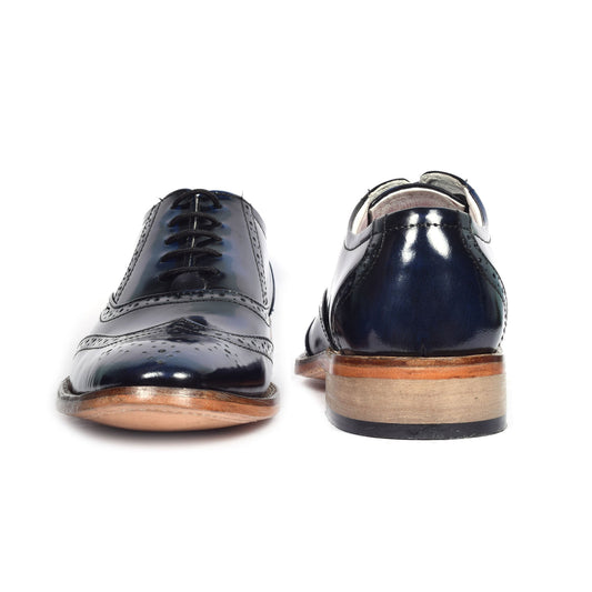 Goodyear Welted Brogue Shoes : Blue Brush off leather with Memory foam footpad.