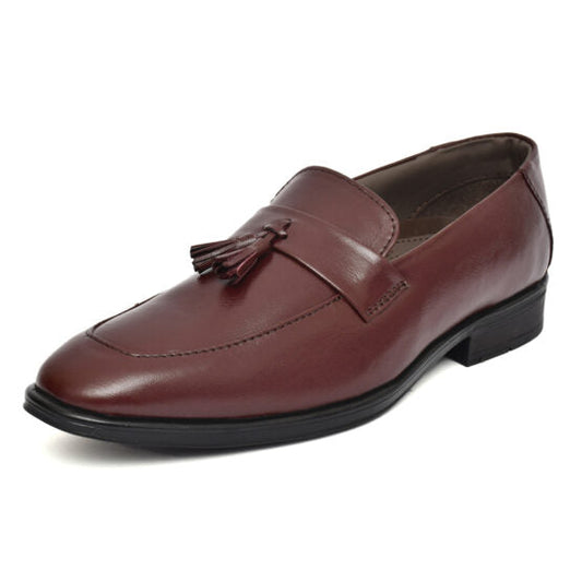 Penny loafers : Wine leather Penny loafer with Tassel & Memory foam footpad. Article : Al107T-Wine