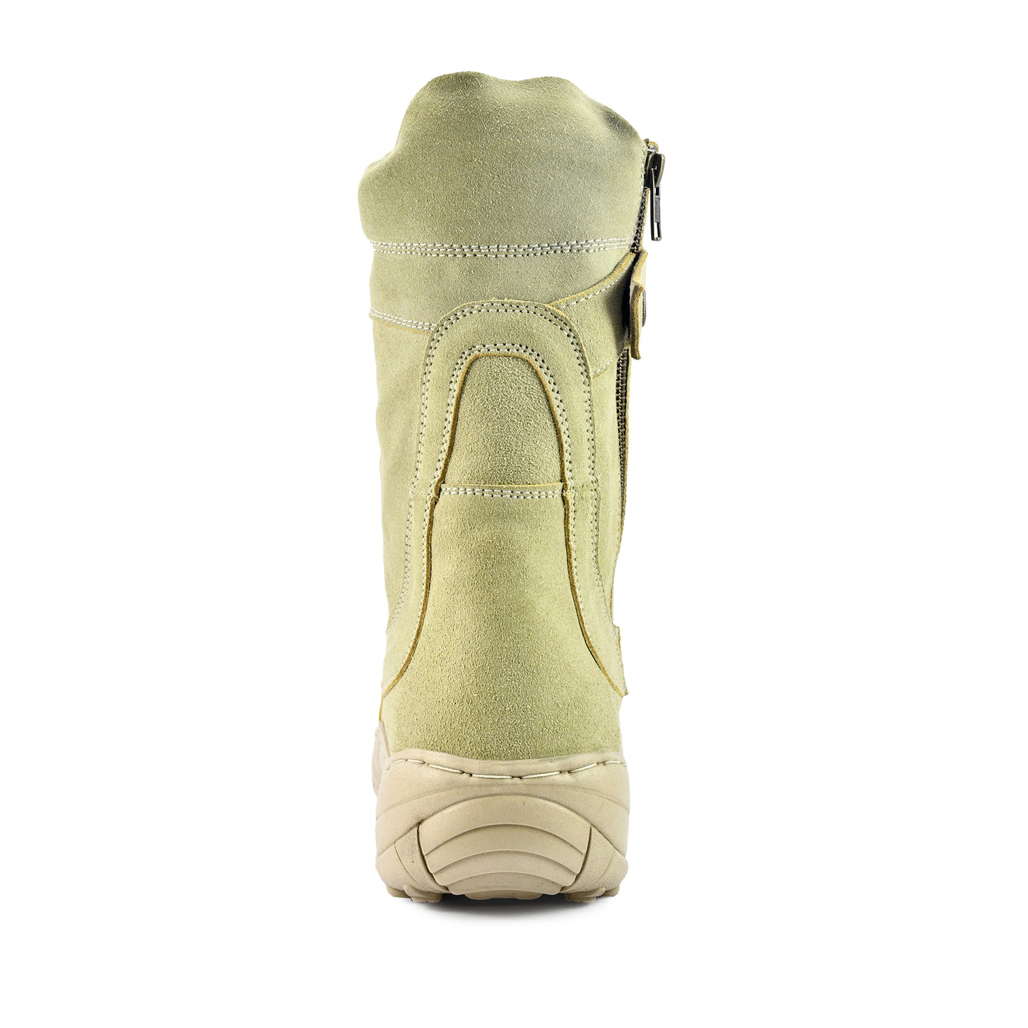 Biker Boots : Beige Suede leather Rider boots for bikers with side chain & Memory foam footpad.