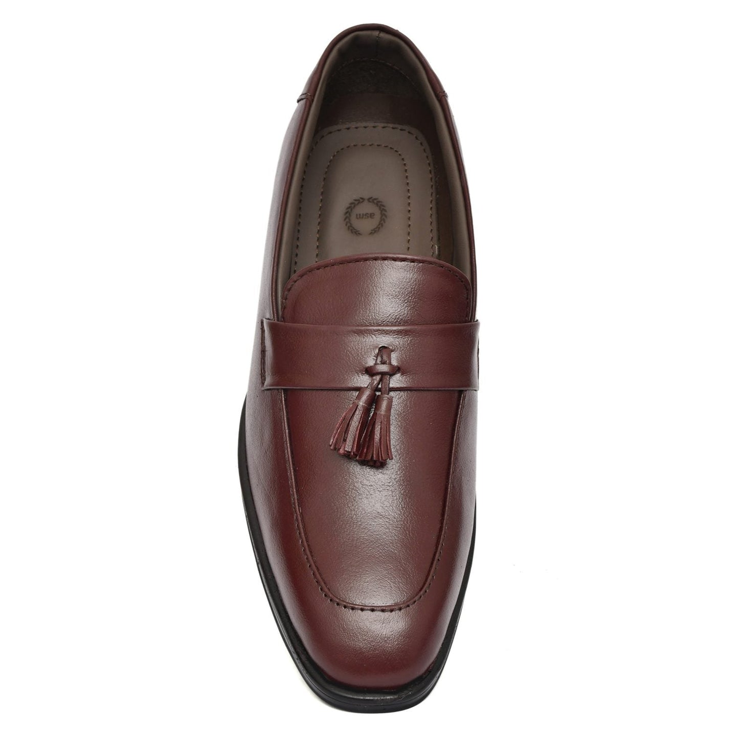 Penny loafers : Wine leather Penny loafer with Tassel & Memory foam footpad. Article : Al107T-Wine