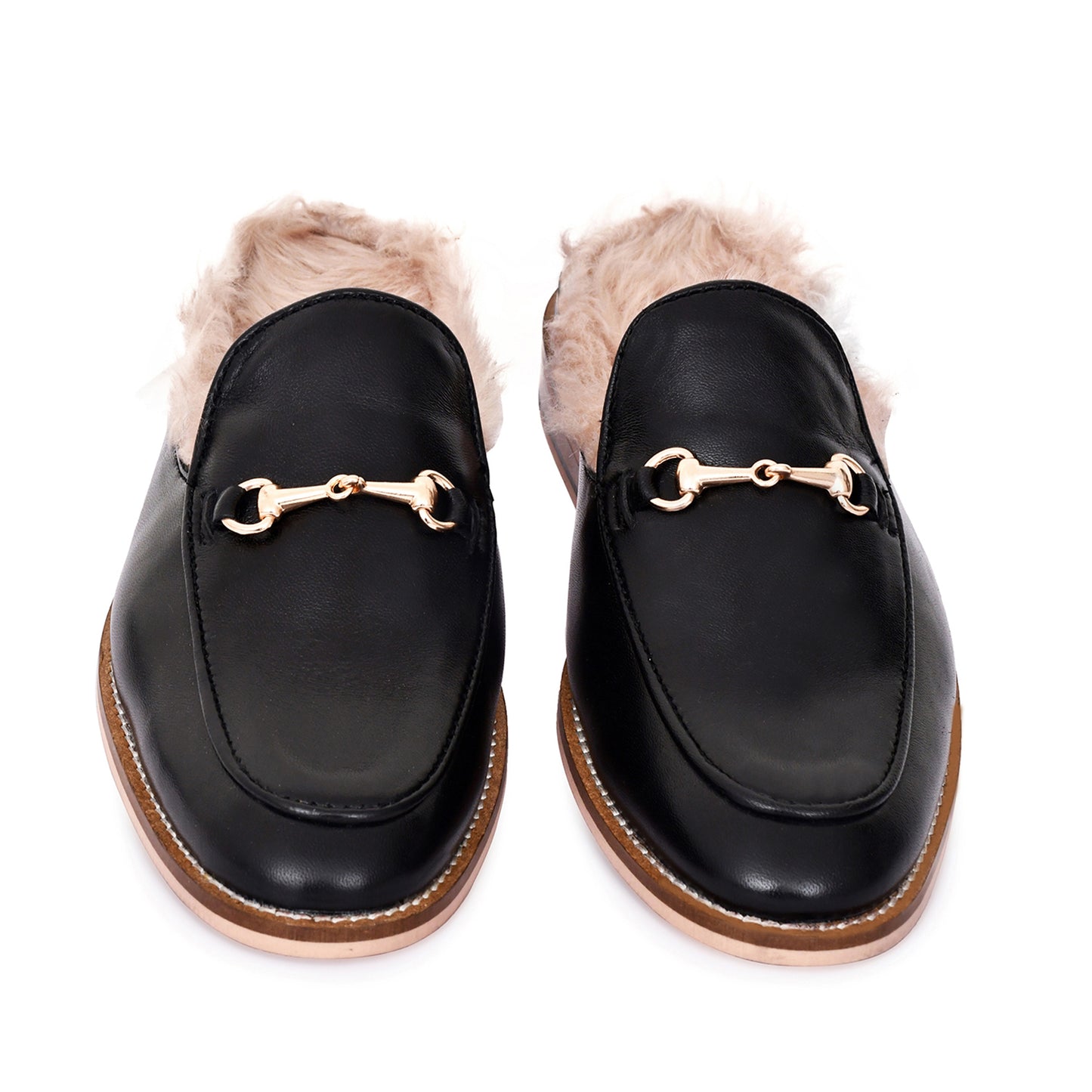 Mules : Black leather Mules with Memory foam footpad. Article : Mule03-Black