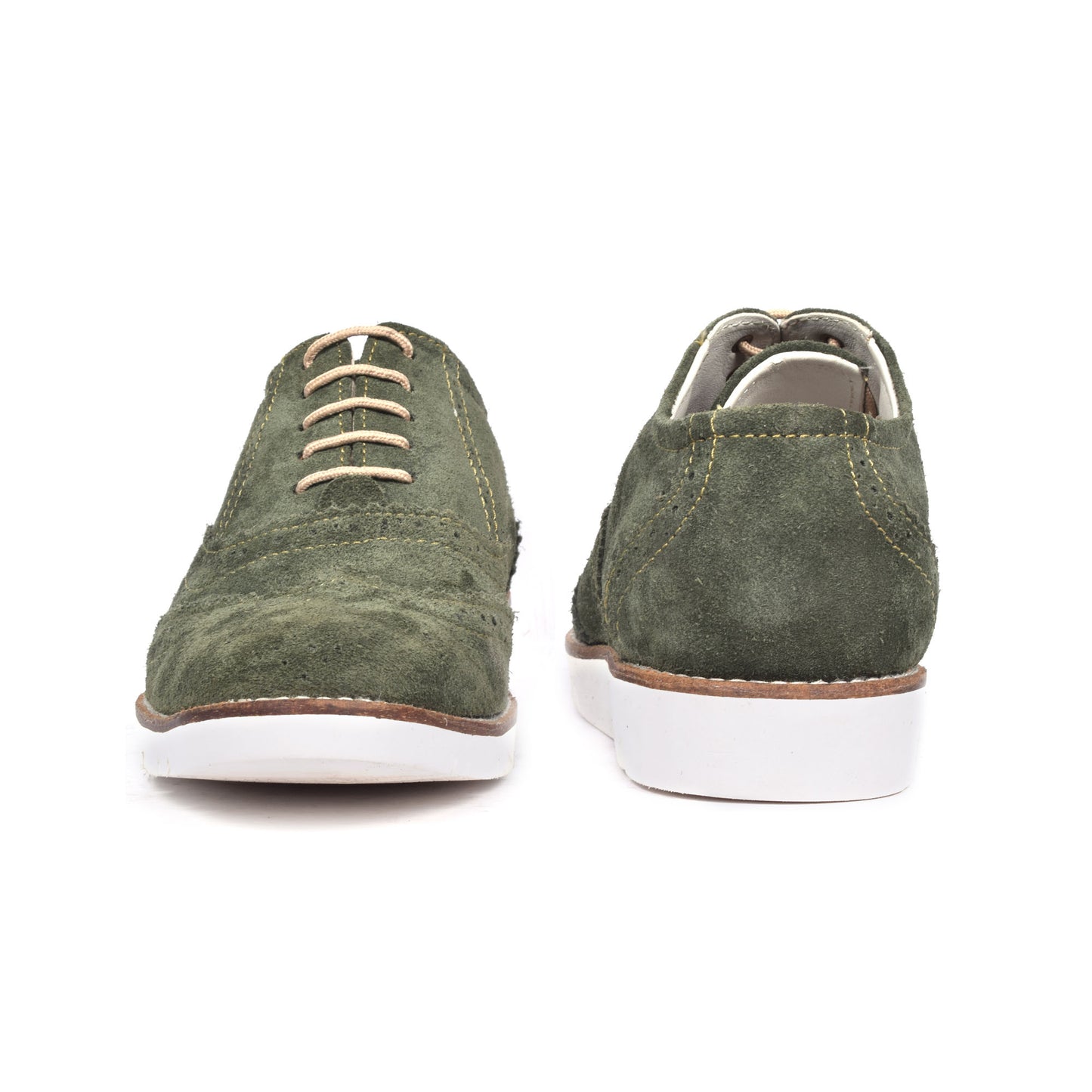 Sneakers : Green Suede leather Sneakers with Memory foam footpad. Article : SN30-Green
