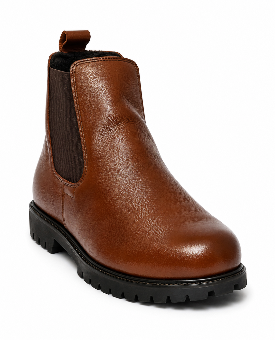 Snow Boots -Brown Leather Snow Boots with Insulation, Fur & Memory Foam Footpad. WS20-Brown