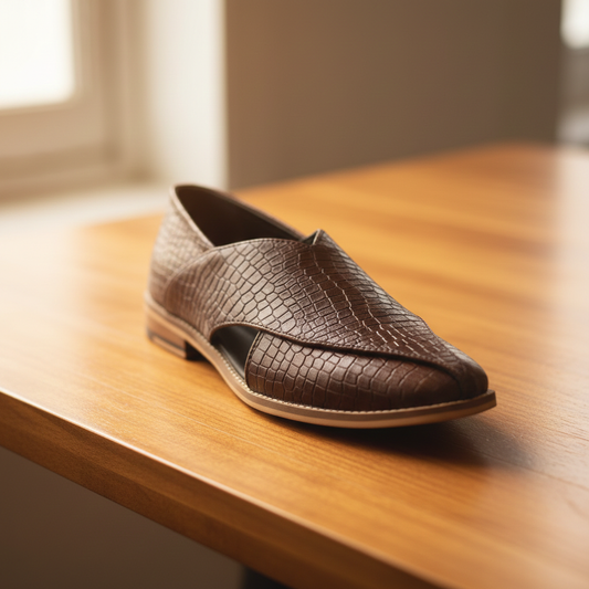 Peshawari  : Leather Peshawari Sandal with Memory foam footpad. - Agra Shoe Mart