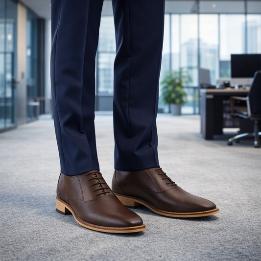 Elevator Shoes : 3″Inches Hidden Height Increasing Brown leather Derby Shoes. - Agra Shoe Mart