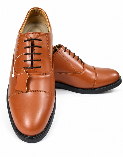 Police Oxford Shoes - Genuine Leather Uniform Footwear with Memory Foam Comfort