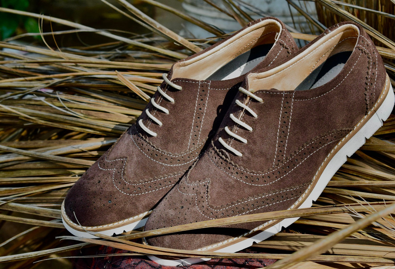 Sneakers : Brown Suede leather Sneakers with Memory foam footpad. Article : SN30-Brown