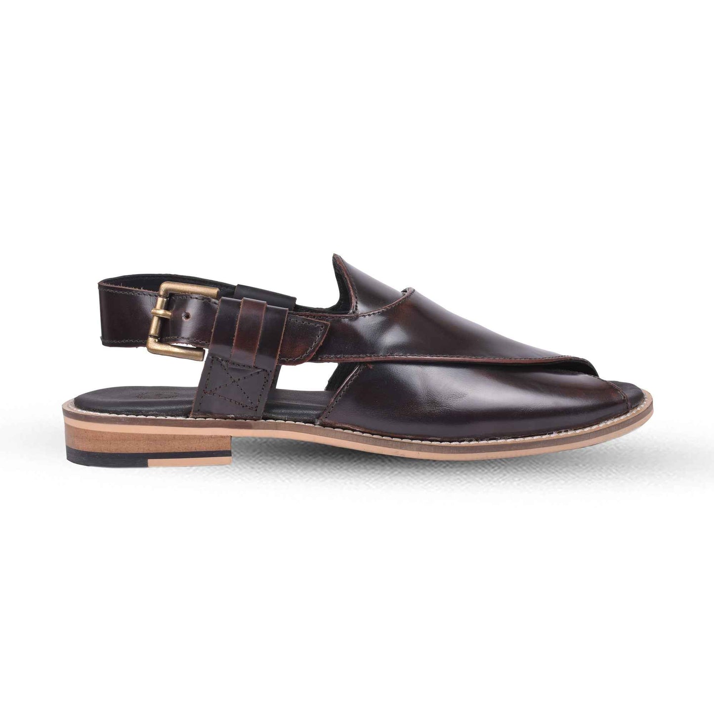 Peshawari : Tan brush off leather handmade Peshawari with Memory foam footpad. Article : P02_TanBrushoff