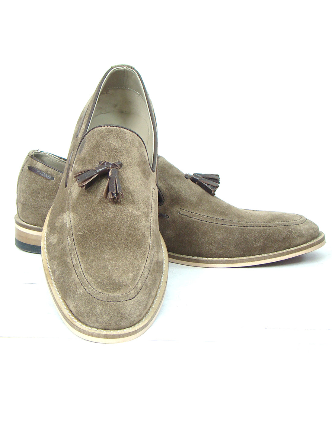 Penny loafers : Light Brown Suede leather Penny loafer with Tassel & Memory foam footpad. Article : HU107-LBrown