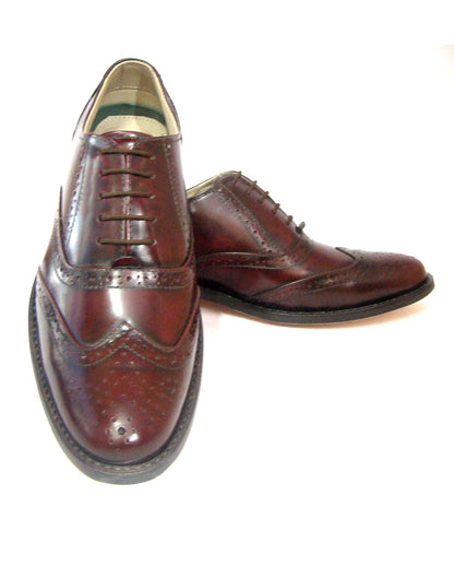 Goodyear Welted Brogue Shoes :  Wine Brush off leather with Memory foam footpad.