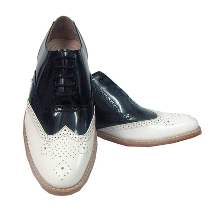 Goodyear Welted Brogue Shoes :  Black & White leather with Memory foam footpad.