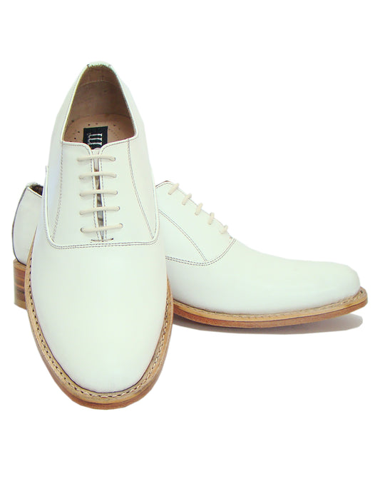 Goodyear Welted Derby Shoes :  White leather with Memory foam footpad.