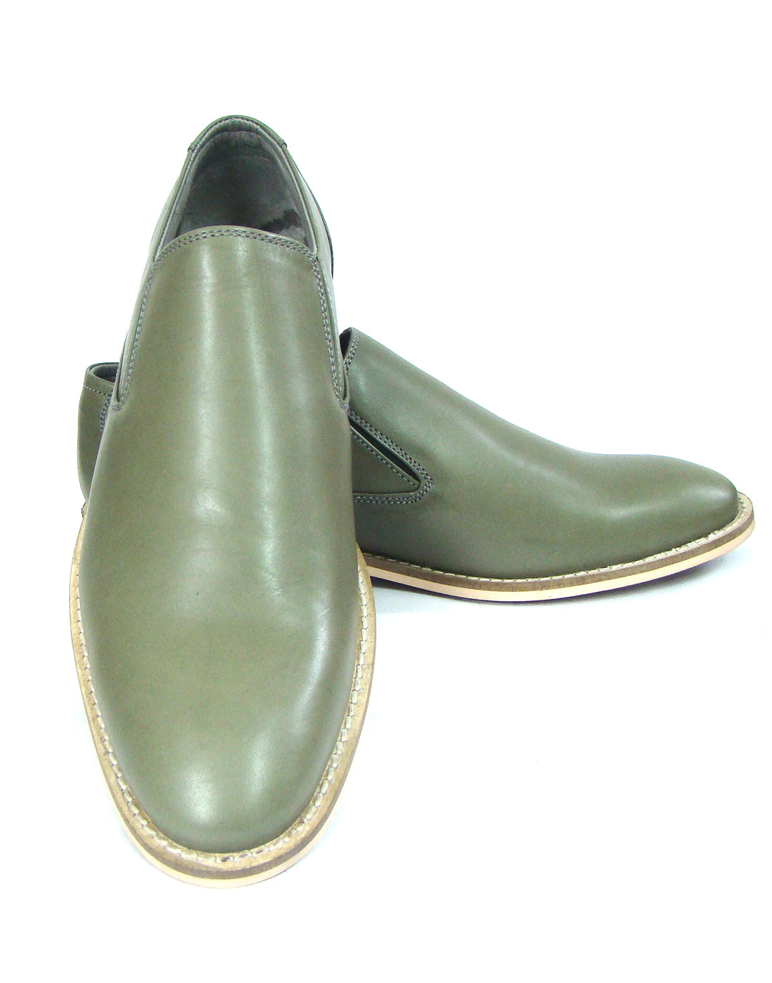 Penny loafers : Green leather Penny loafer with Memory foam footpad. Article : HU5073-Green
