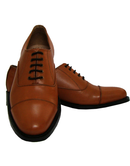 Goodyear Welted Police Oxford Shoes :  Tan leather with Memory foam footpad.