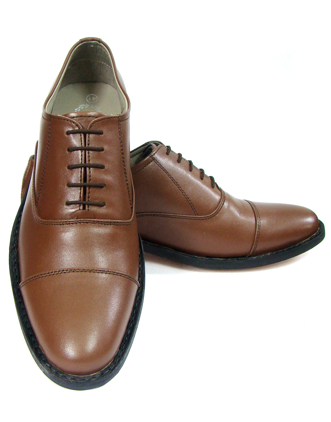 Goodyear Welted Oxford Shoes :  Tan leather with Memory foam footpad.
