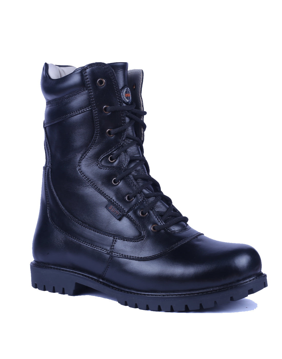 Biker Boots : Black leather Rider boots for bikers with Side chain & Memory foam footpad.