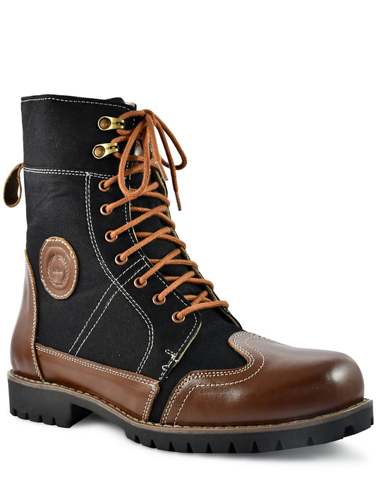 Biker Boots : Black & Tan leather Rider boots for bikers with Memory foam footpad.