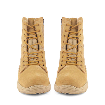 Indian Army/Military Tactical Boots : 9 Inches Beige Suede leather Tactical boots with Memory foam footpad.