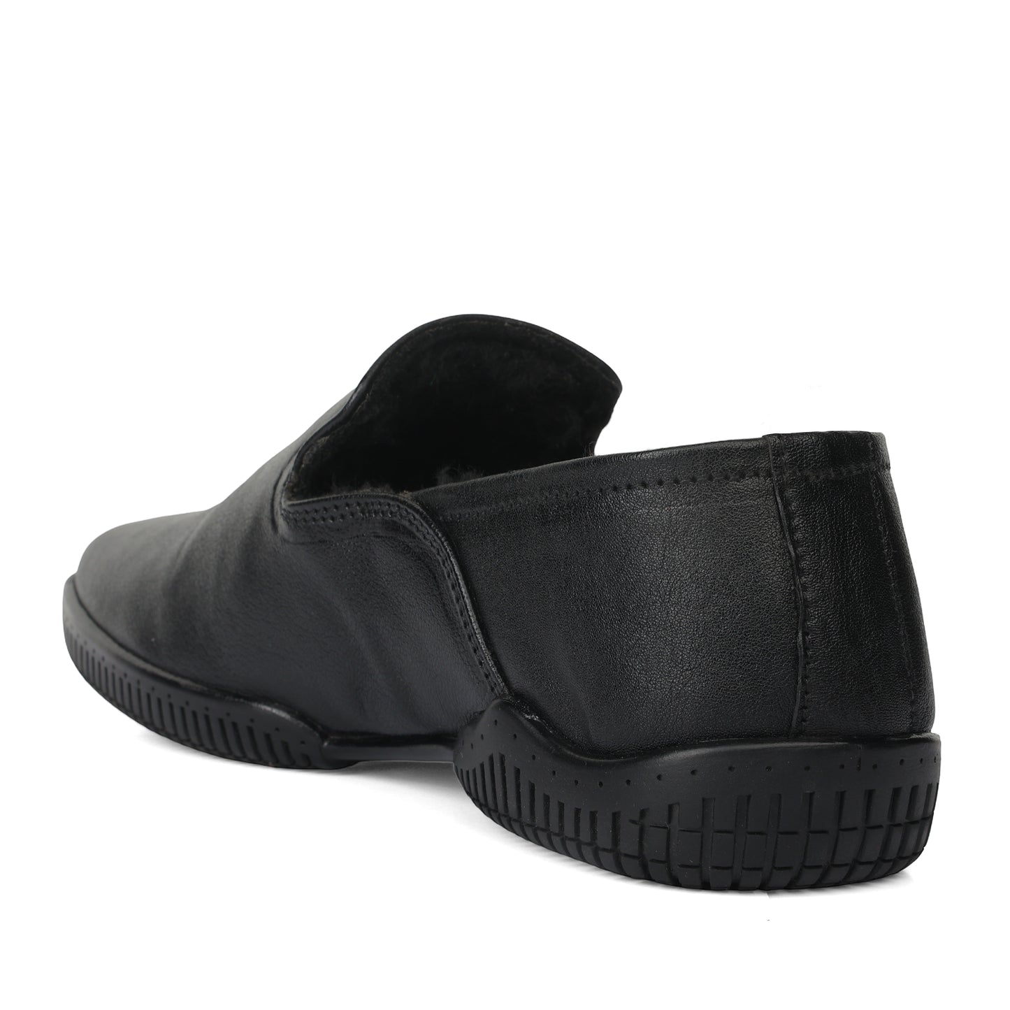 Moccasins : Black leather Moccasins with Memory foam footpad. Article :  Flexi01-Black