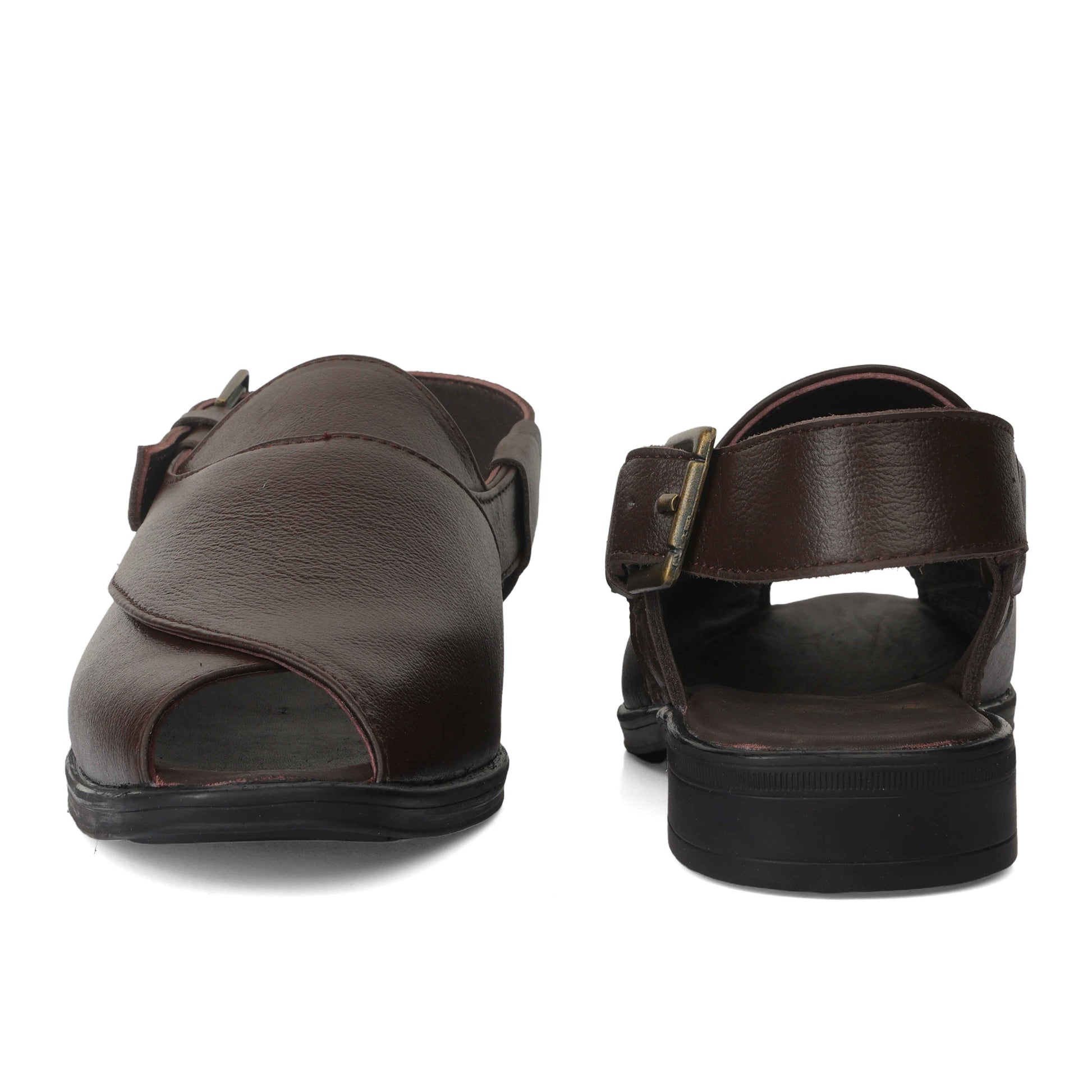 Peshawari : Brown leather handmade Peshawari with Memory foam footpad. Article : P02_BrownTP