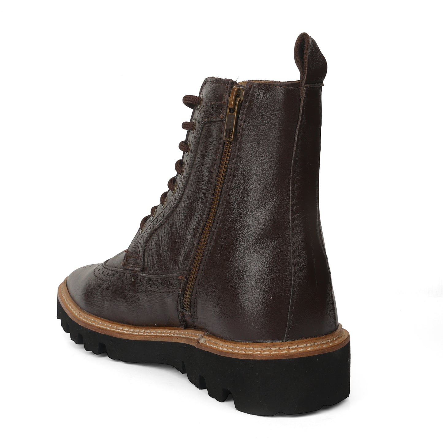 Elevator Shoes : 3″Inches Hidden Height Increasing Brown leather Brogue boots.