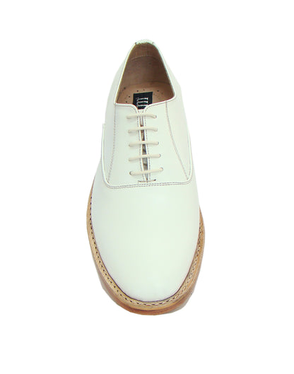 Goodyear Welted Derby Shoes :  White leather with Memory foam footpad.