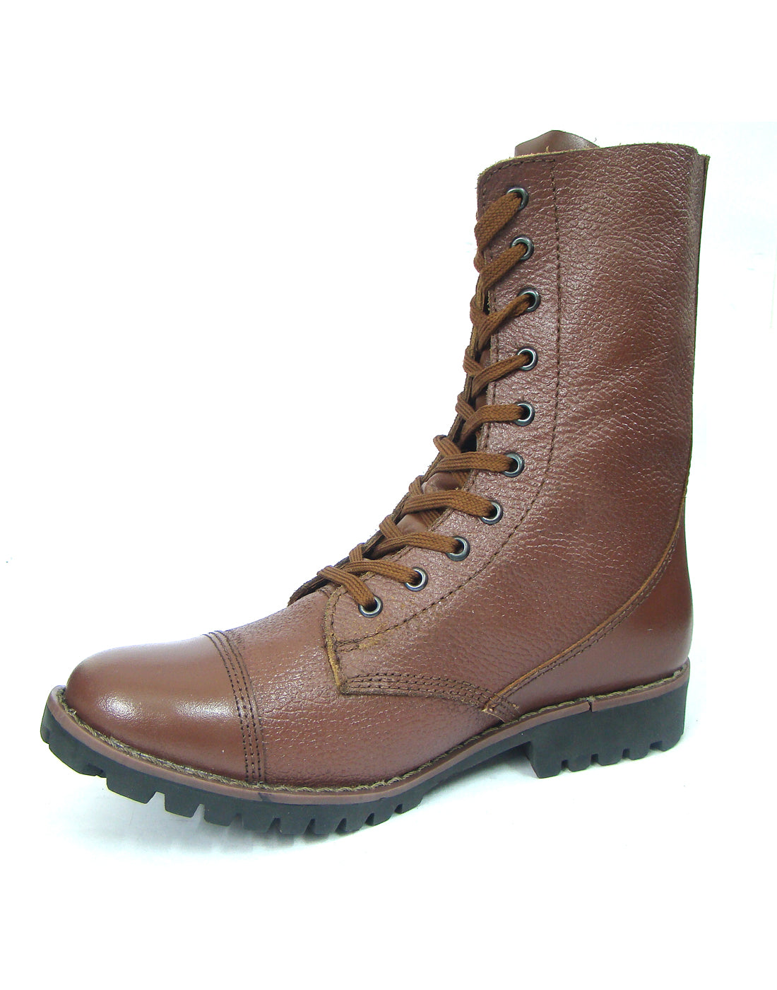 Biker Boots : 12" Inches long Tan leather Rider boots for bikers with Memory foam footpad.